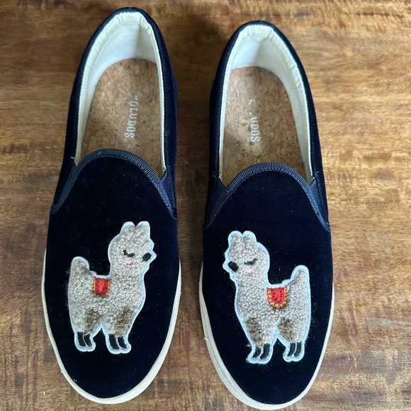Soludos Blue Velvet Llama Loafers - Picture 3 of 7